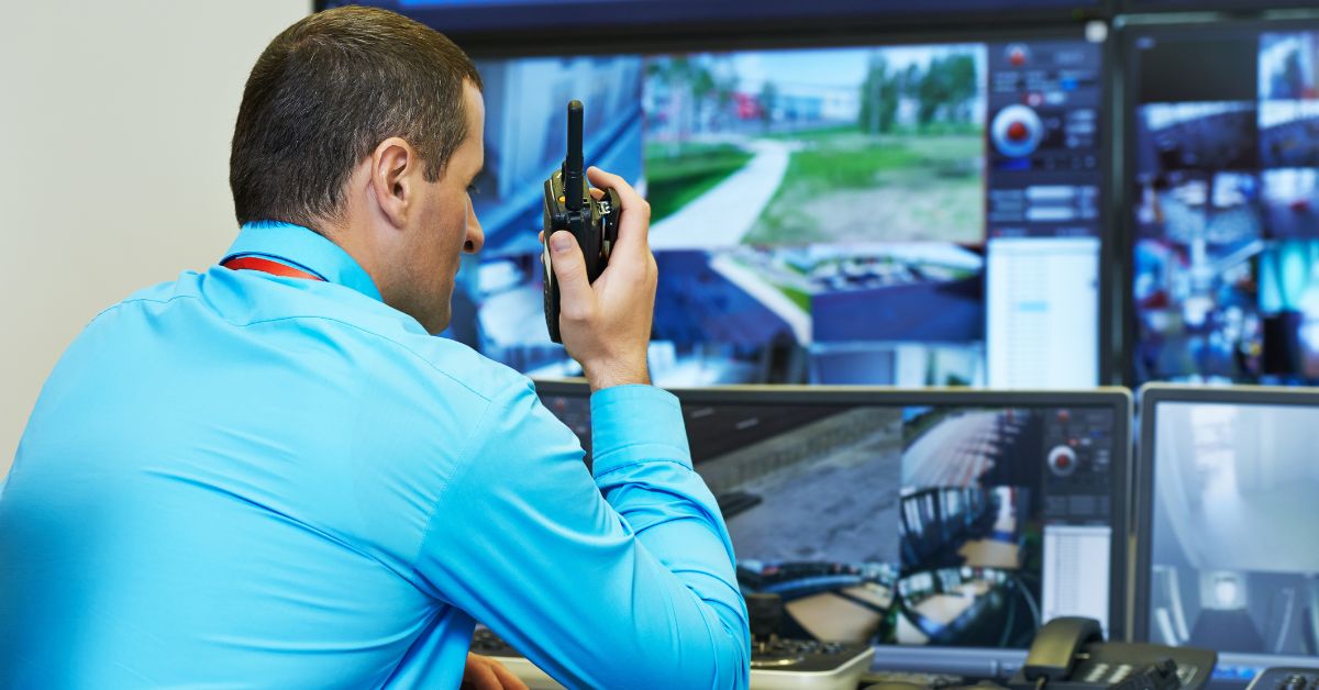 security officer looking at screens